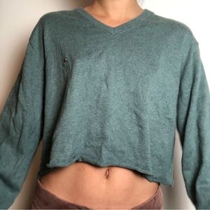 Green Cropped Tommy Hilfiger Cashmere Sweater!